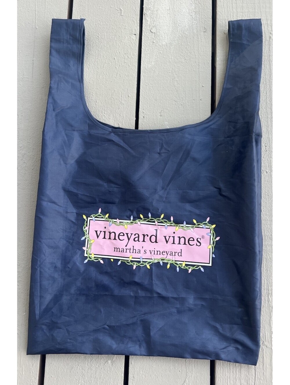 Vineyard Vines Holiday Lights Midnight Madness Nylon Packable Tote Bag in Navy